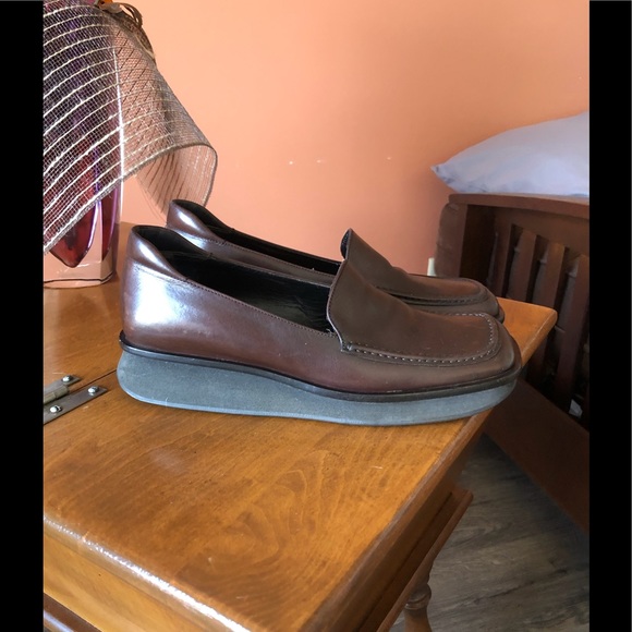 PRADA chocolate brown slip-on leather loafers - Picture 4 of 10